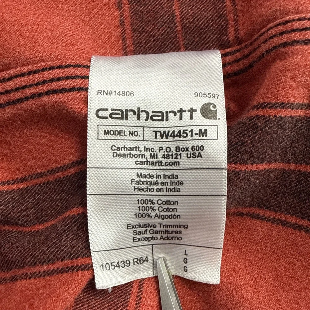 CARHARTT Loose Fit Heavyweight Flannel Red Plaid Long Sleeve‎ Shirt 105439 Large